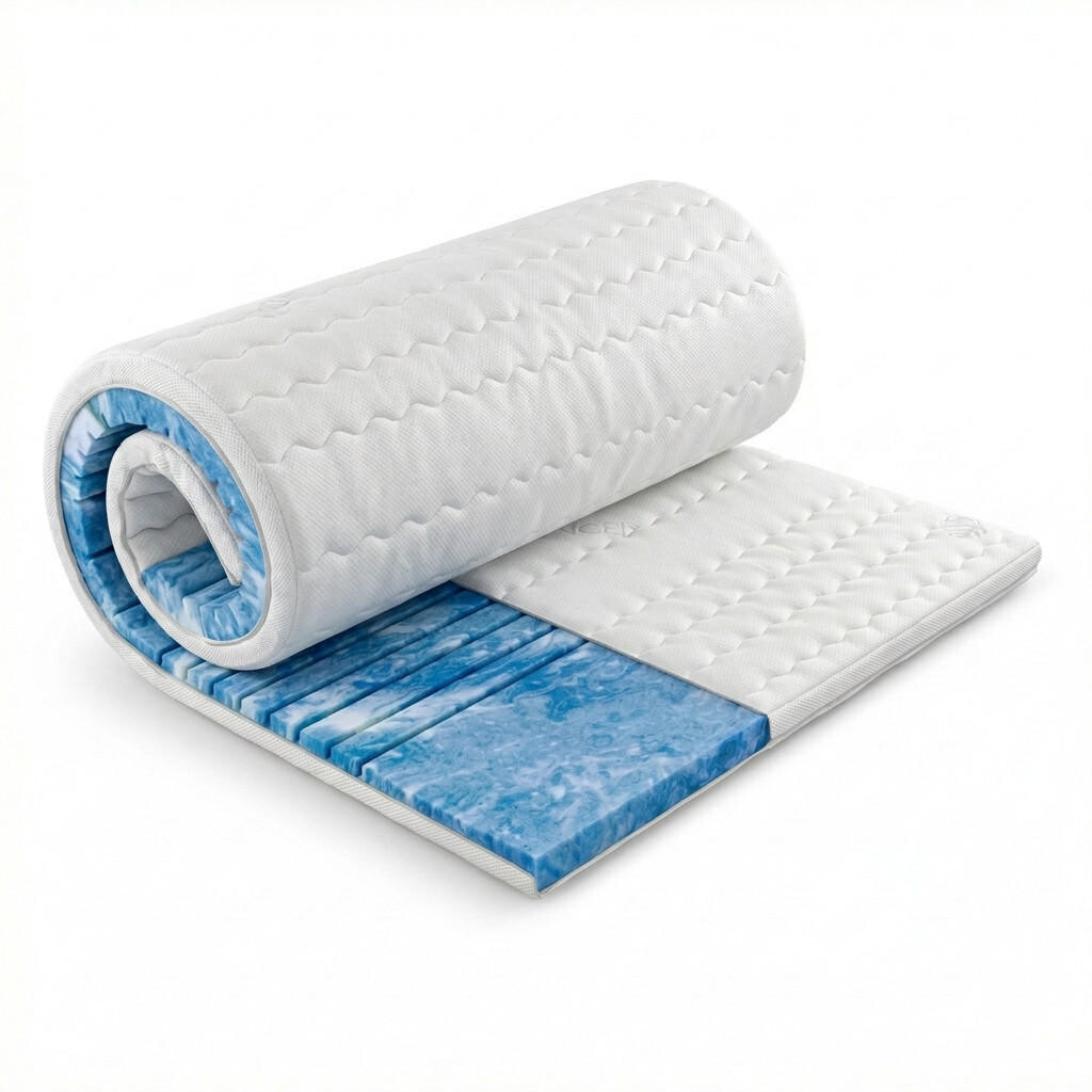 Schlaftroll TOPPER 180x200 cm – 7 zón – 8 cm gelové pěny – potah TENCEL™ Lyocell – precizní odlehčení tlaku