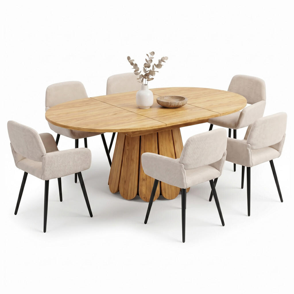 Urban Meuble JÍDELNÍ SET 1+6, rozkládací stůl se 6 jídelními židlemi