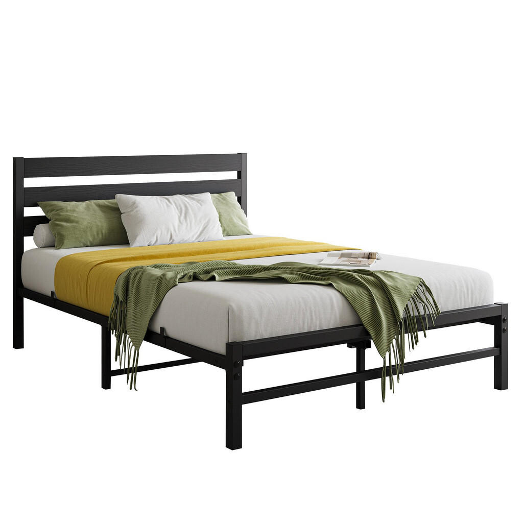 OKWISH KOVOVÁ postel 140/200 cm černá s pohodlným čelem postele