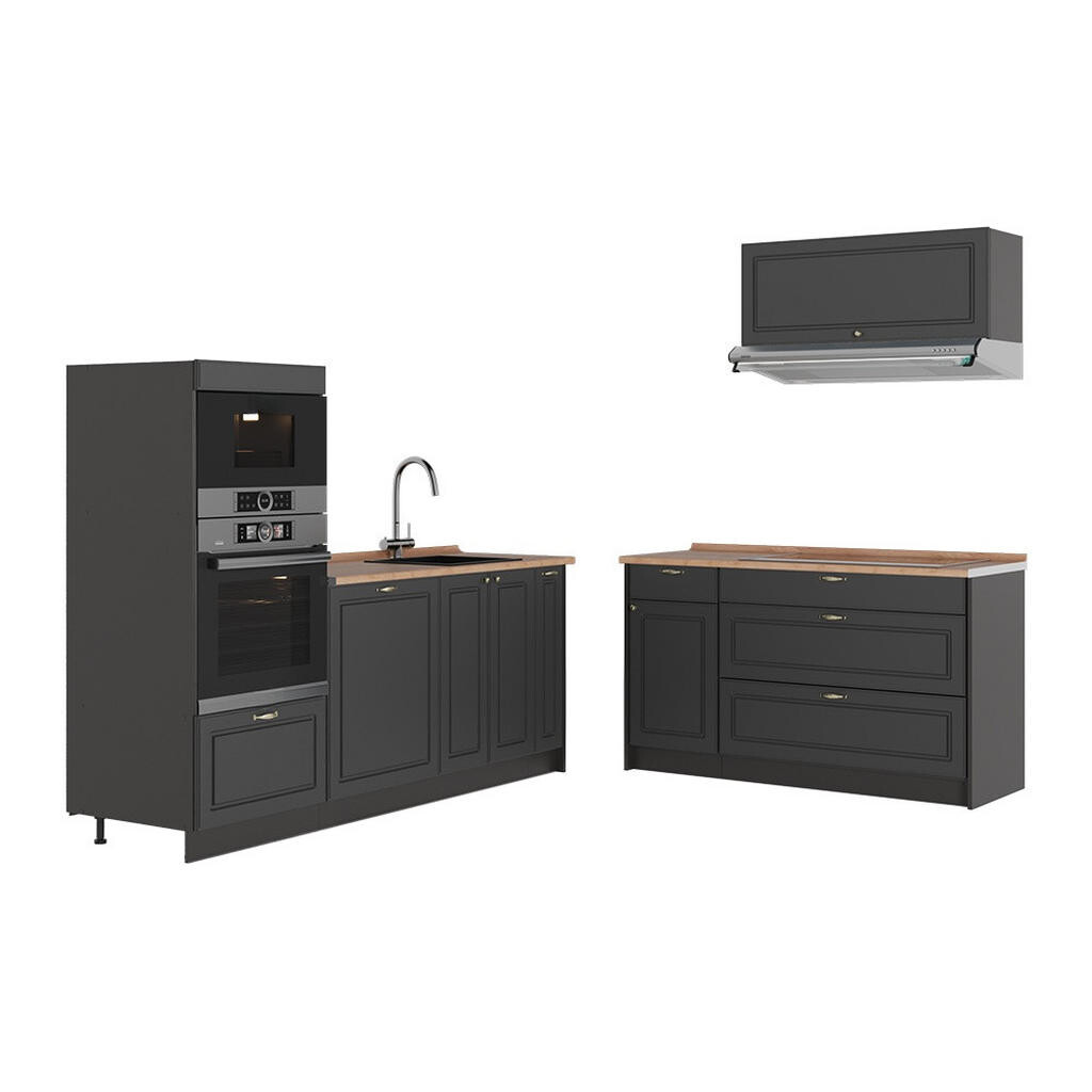 Vicco KUCHYNĚ Fame-Line, Anthrazit-Gold Landhaus/Antracit, 340 cm, PD Dub