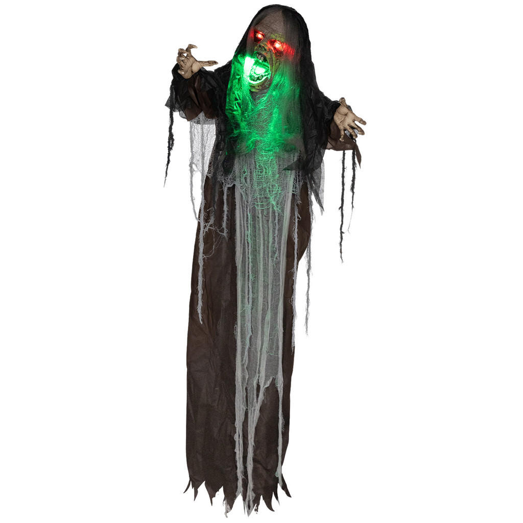 HOMCOM HALLOWEENSKÉ DEKORACE 183 cm Závěsné monstrum se zelenými LED světly, zvuková funkce