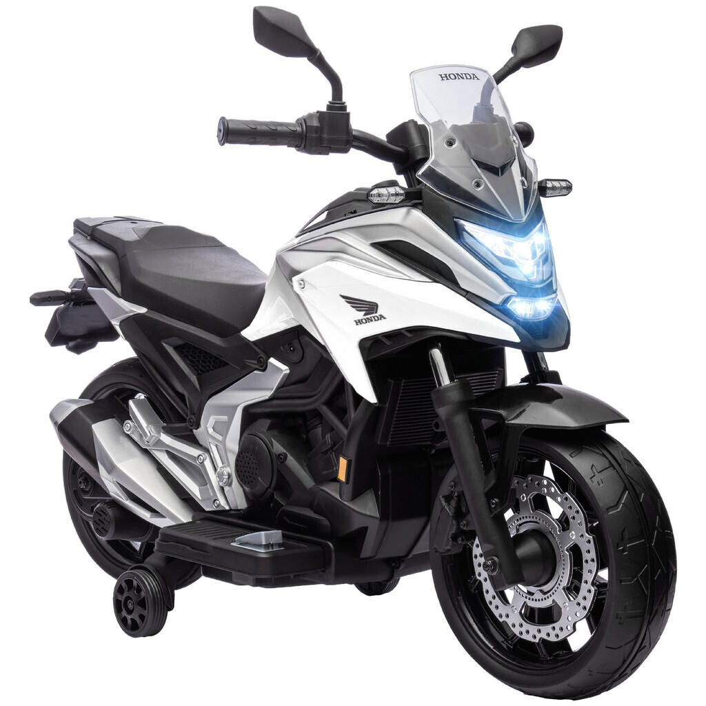 AIYAPLAY DĚTSKÝ elektrický motocykl, 12V dětský motocykl s MP3, USB, LED světlomety, bílý