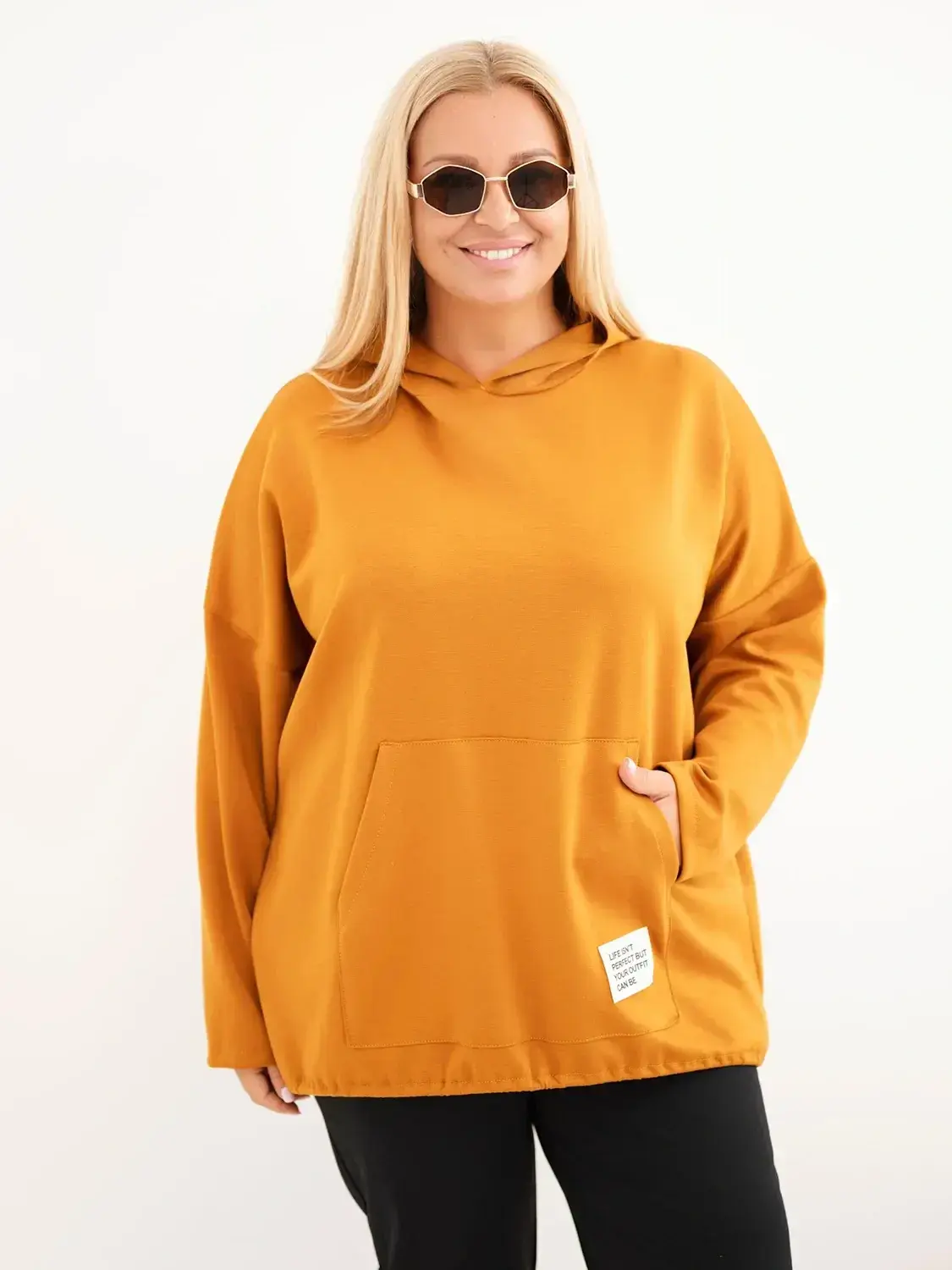 Kesi Włoski Plus Size dámská viskózová mikina s kapucí