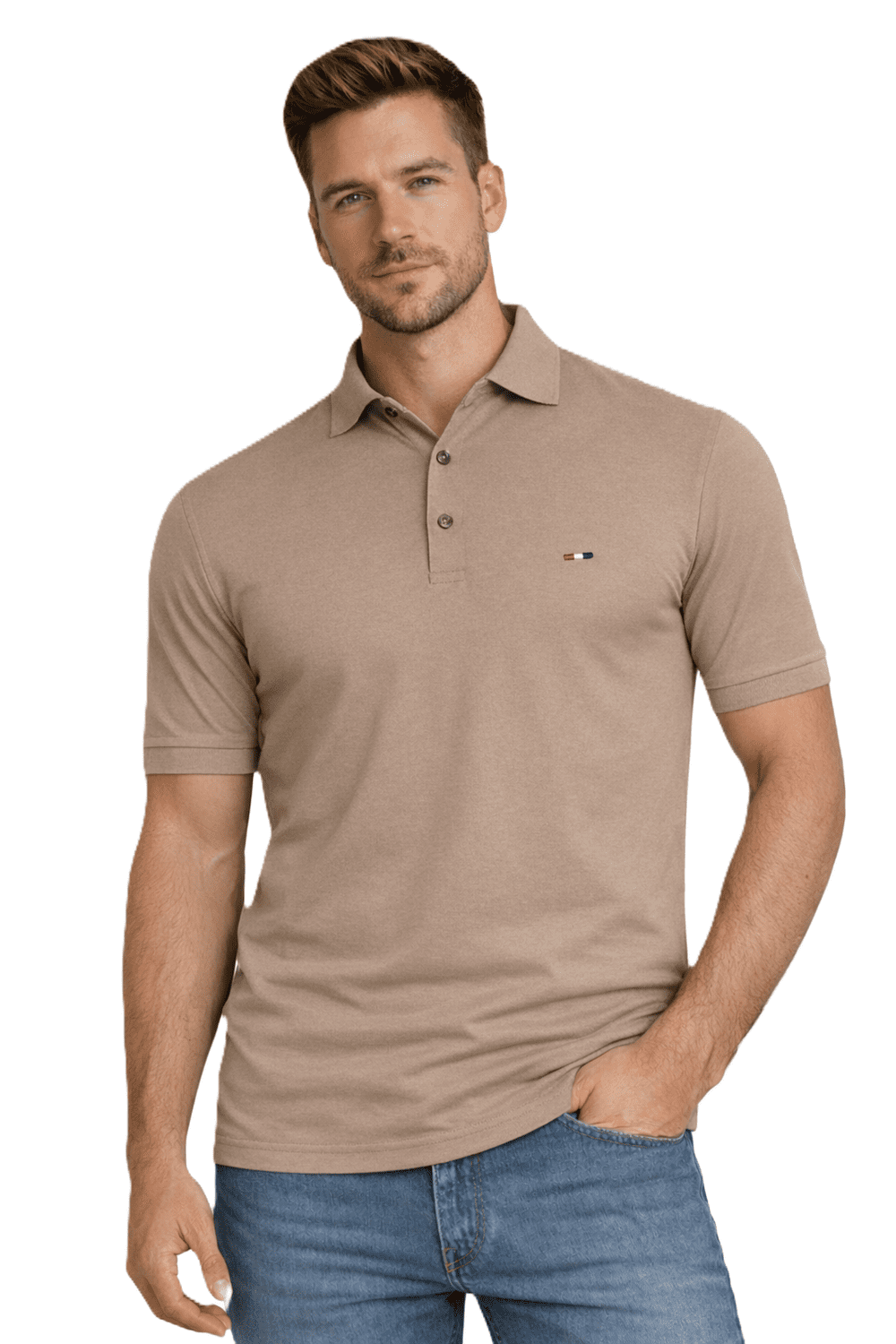 Ramoss - Pánské polo triko - 25-7001 Béžové
