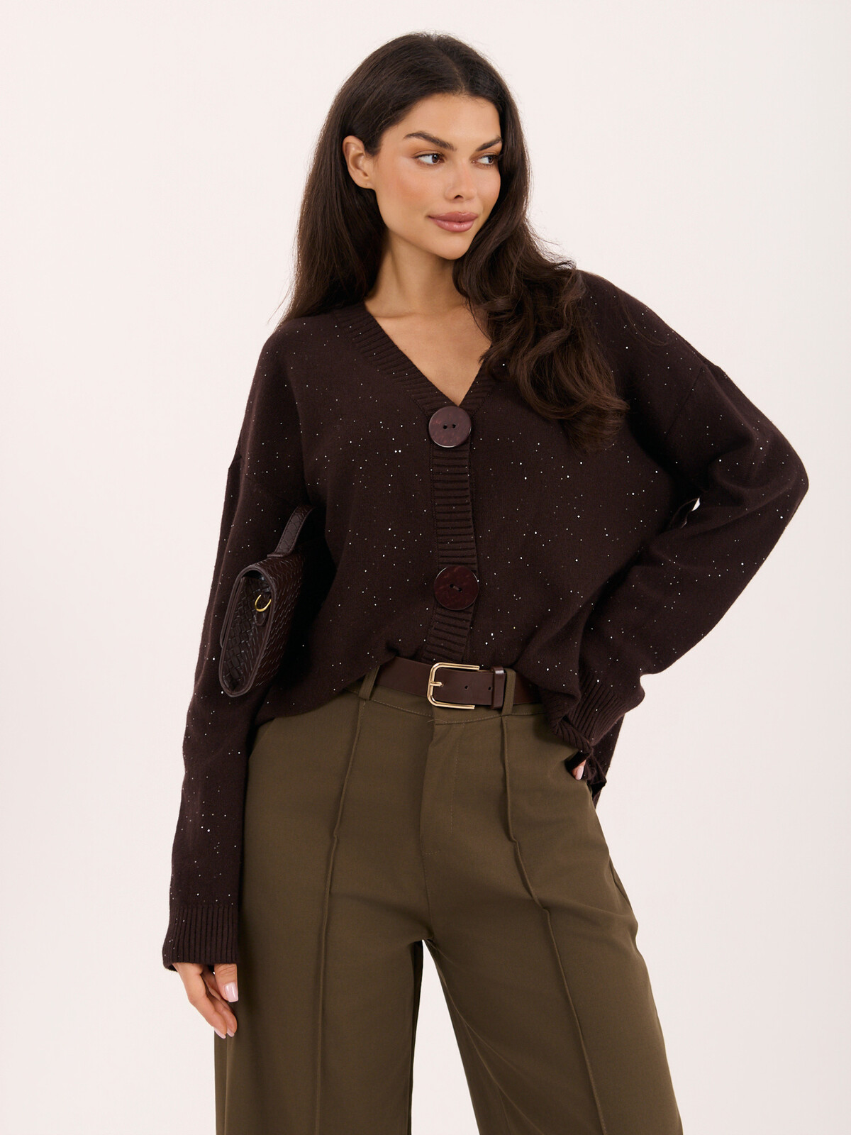 Elegantní cardigan s velkými knoflíky