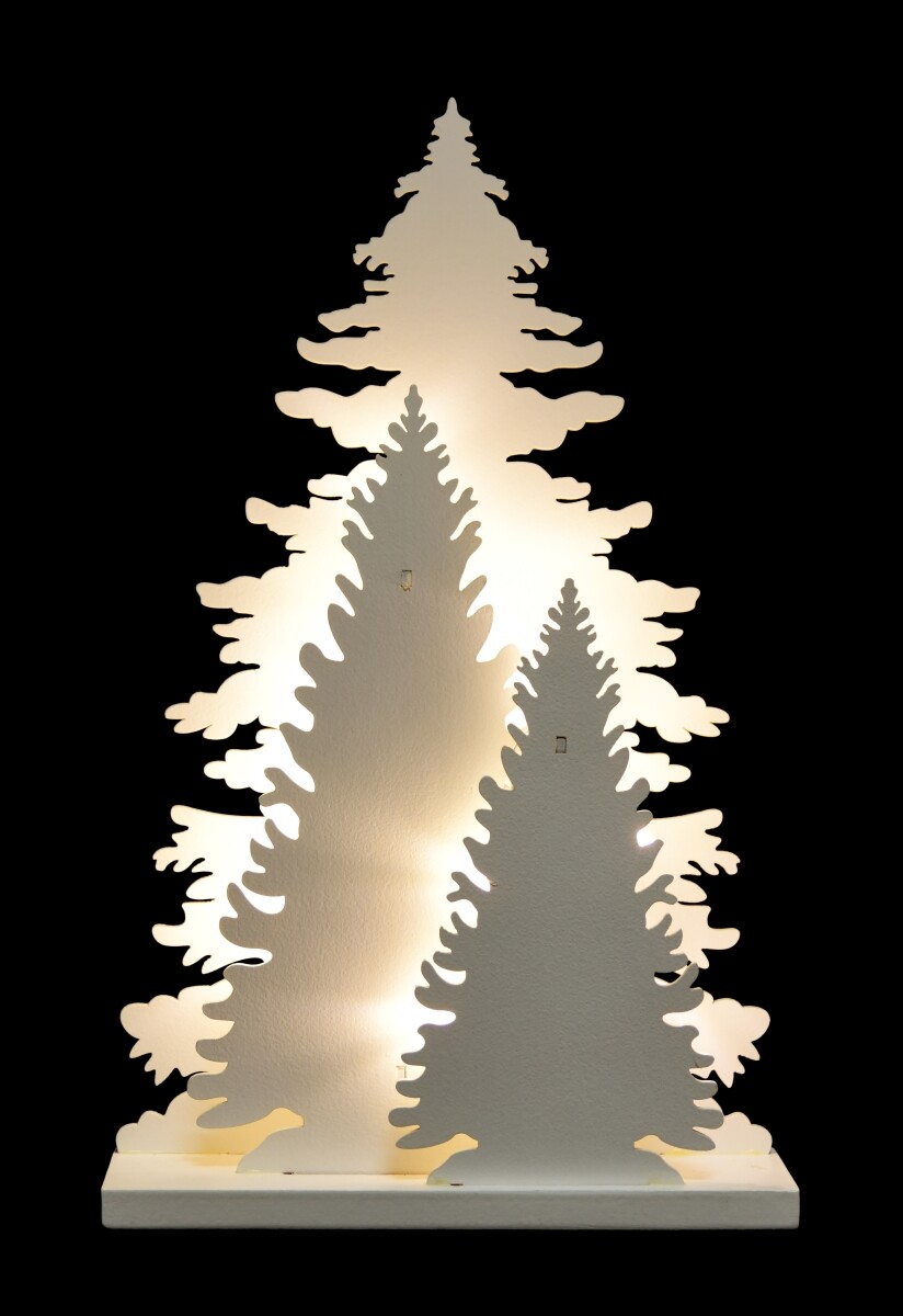 TŘI STROMKY SVÍTÁNÍ | LED dekorace | bílý lak | 15 LED | výška 35 cm