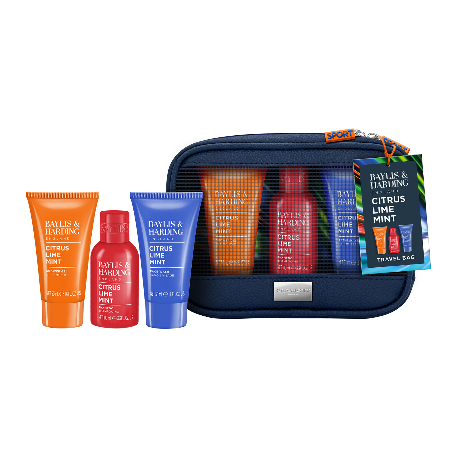 Baylis & Harding Dárková sada péče o tělo v taštičce Citrus, Lime & Mint 3 ks