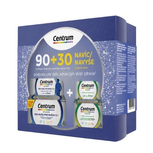Centrum Silver pro muže 90 tbl + Silver 30 tbl dárkové balení