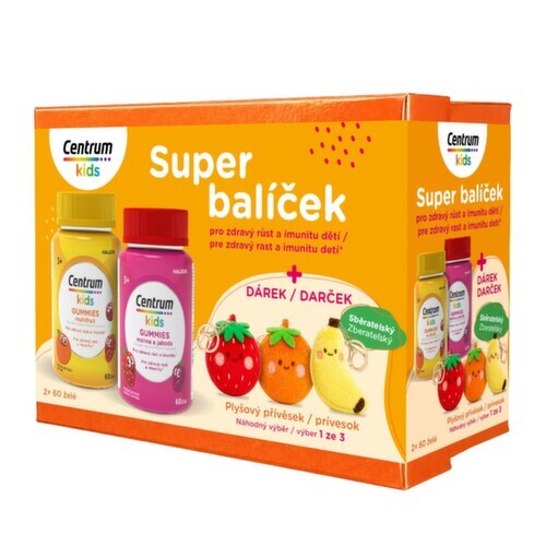 Centrum Kids Gummies multifruit + malina&jahoda 2x60 ks dárkové balení