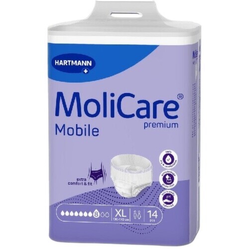 MoliCare Mobile Inkontinenční kalhotky natahovací 8k XL 130-170cm 14ks