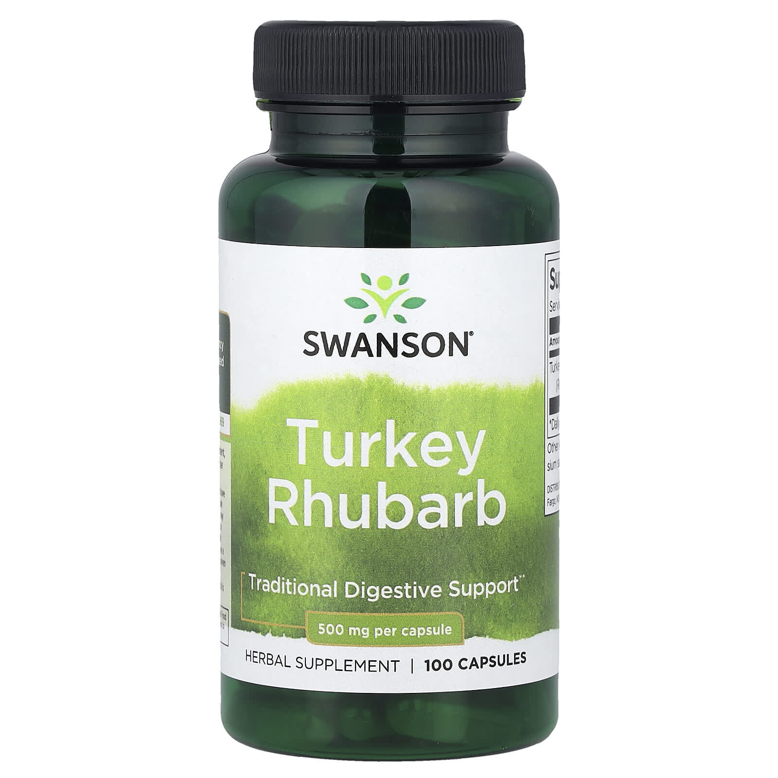 Swanson Turkey Rhubarb (Rebarbora dlanitá), 500 mg, 100 kapslí