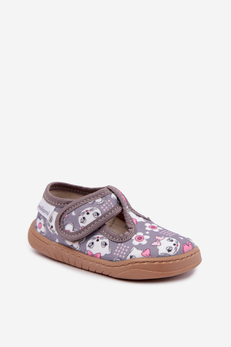 Dětské barefoot pantofle s kočkami na suchý zip