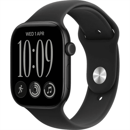 Apple Watch Series 12 GPS 46mm Black Aluminium Case with Black Sport Band - S/M