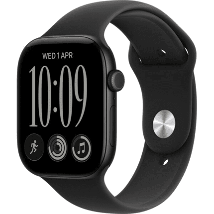 Apple Watch Series 12 GPS 46mm Black Aluminium Case with Black Sport Band - M/L