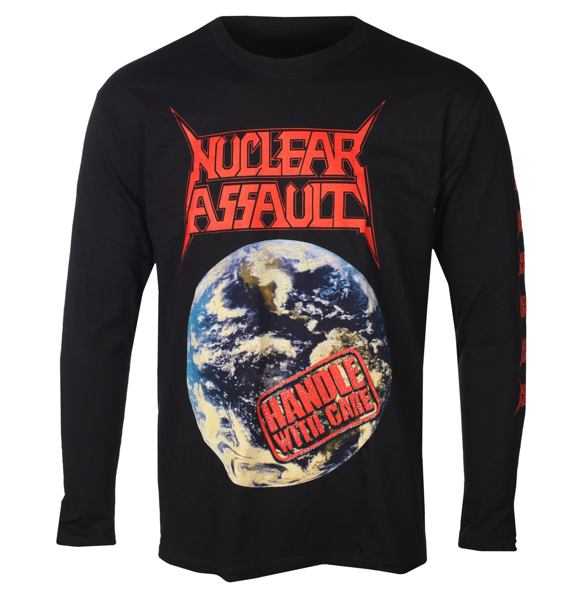 pánské tričko s dlouhým rukávem NUCLEAR ASSAULT - HANDLE WITH CARE - černé - PLASTIC HEAD M