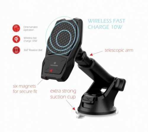 SMART DRŽÁK DO AUTA S BEZDRÁTOVÝM NABÍJENÍM SWISSTEN 15W S-GRIP W2-HK3