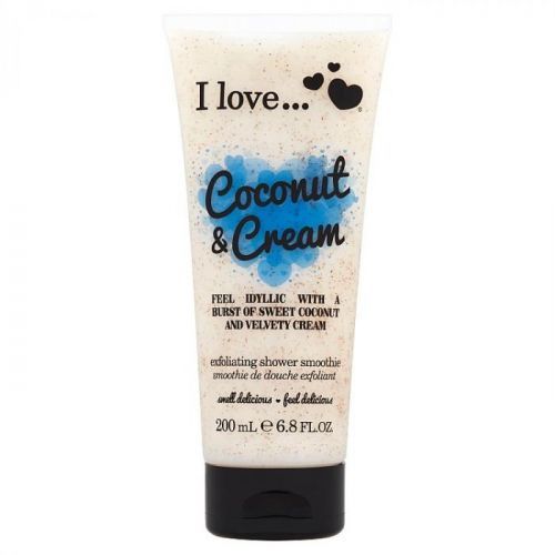 I Love Coconut & Cream přírodní sprchový peeling s vůní kokosu a sametového krému 200 ml