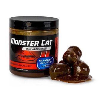 Pelety na sumce Glugged Chunks 30 x 20 mm / 250ml - ČERNÝ HALIBUT