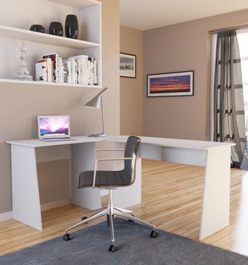 Pracovní stůl Masola rohový, bilý