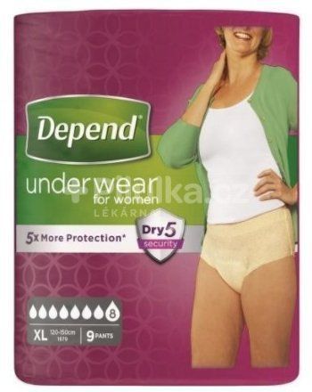 Depend Super pro ženy XL natahovací kalhotky 9 ks