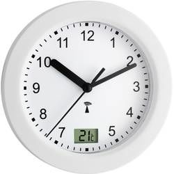 Analogové DCF nástěnné hodiny do koupelny TFA 60.3501, Ø 17,5 x 5,5 cm, bílá