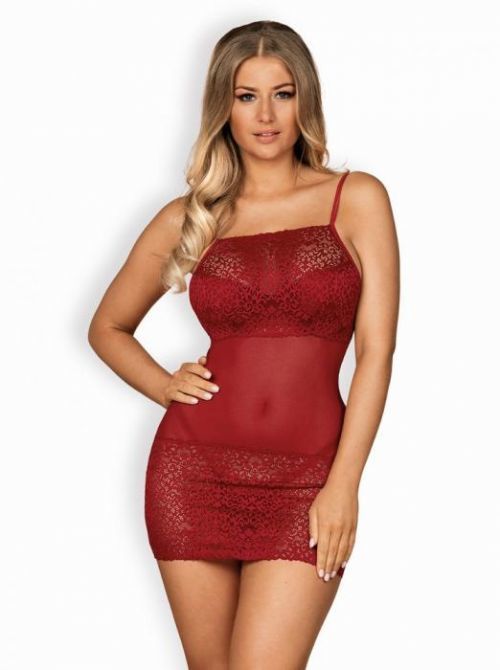 Elegantní košilka Lividia chemise - Obsessive S/M Červená