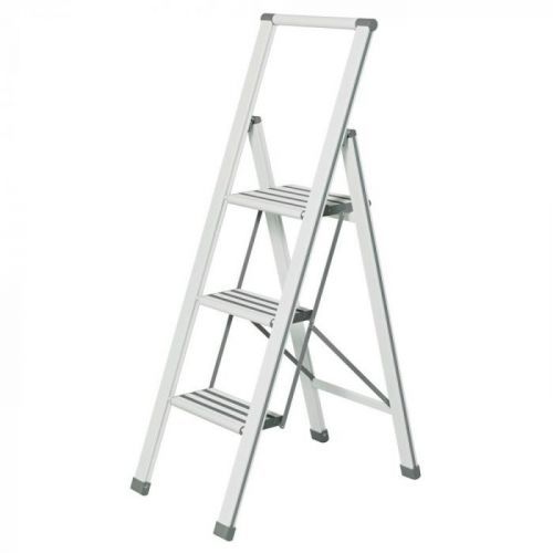 Bílé skládací schůdky Wenko Ladder Alu, výška 127 cm