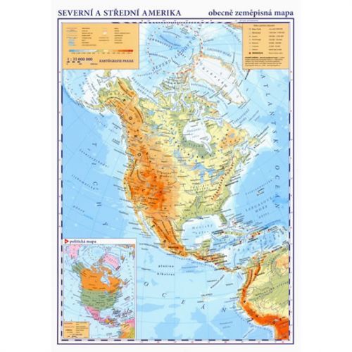 Severní a střední Amerika - příruční obecně zeměpisná mapa A3/1:35 mil.
					 - neuveden