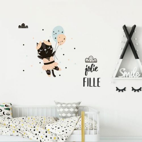 Sada nástěnných dětských samolepek Ambiance Scandinavian Animals Kitten