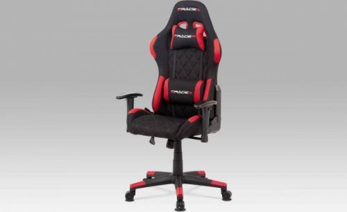 Kancelářská židle, červená látka, houpací mech, kříž plast KA-V606 RED Art
