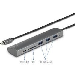 USB 3.1 hub Renkforce se zabudovanou čtečkou SD karet, s hliníkovým krytem, 36.5 mm, stříbrná