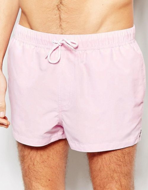 Krátké šortkové plavky ASOS v lososové barvě Barva: Růžová, Velikost: XL, Pro obvod pasu: Pro obvod pasu (91-96cm)