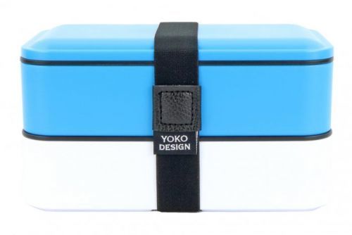 Yoko Design Dvoupatrový box na jídlos příborem modrý
