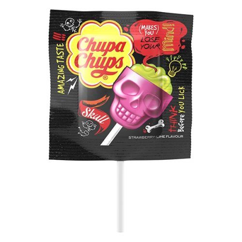 Lízátko Chupa Chups 3D Skull Strawberry+Lime15g