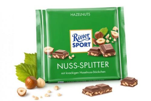 Ritter sport mléčná čokoláda s kousky lískových oříšků 100g