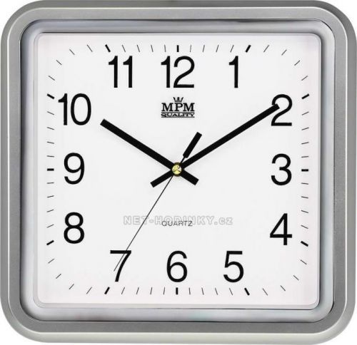 MPM Quality Plastové hodiny čtverec E01.2928.S  	E01.2928.00.SW 	bílá