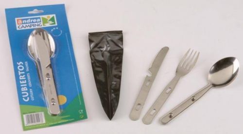 Cestovní příbory nerezové lžíce, vidlička a nůž 17,5cm - Ibili
