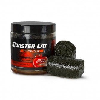 Pelety na sumce Monster Cat Mega Chunks Černý Halibut 65 x 35mm
