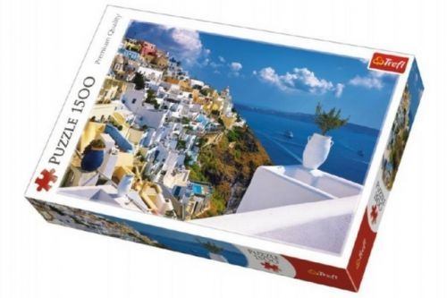 Puzzle Ostrov Santorini, Řecko 1500 dílků 85x58cm v krabici 40x26x6cm