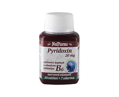 Pyridoxin 20 mg – doplněk stravy s obsahem vitamínu B6 30 tbl. + 7 tbl. ZDARMA