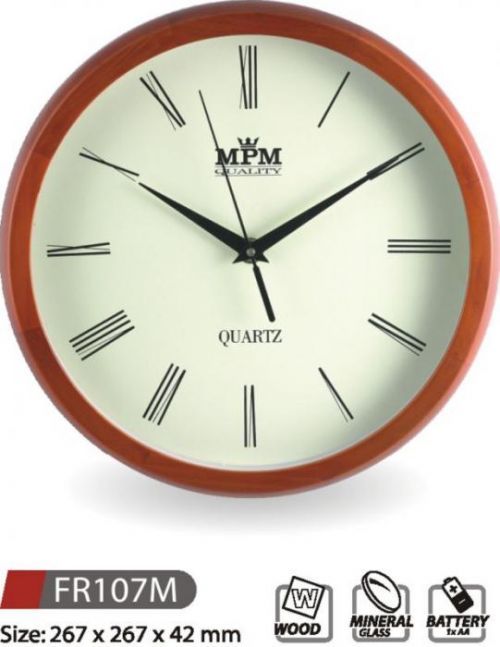 MPM Quality Nástěnné hodiny dřevěné FR107 FR107M