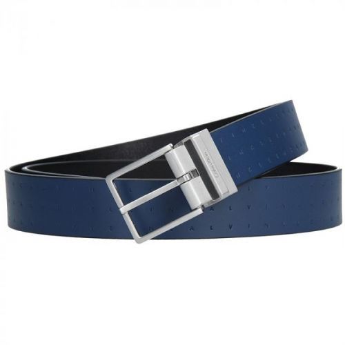 Modrý kožený pánský opasek Calvin Klein Vitel - modrá