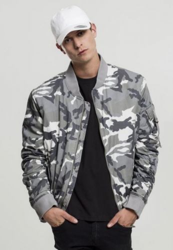 Vintage Camo Cotton Bomber Jacket - snow camo L