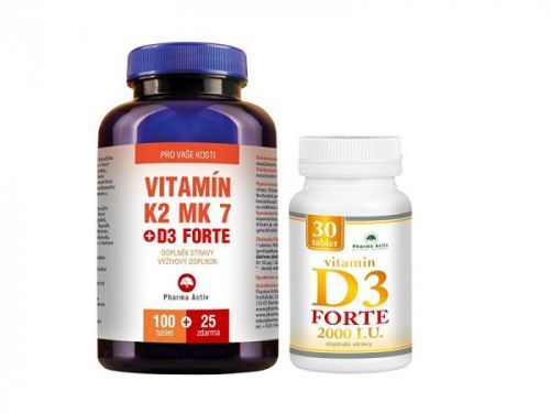 Pharma Activ Vitamín K2 MK7 + D3 FORTE 125 tbl. + Vitamín D3 Forte 30 tbl. ZDARMA