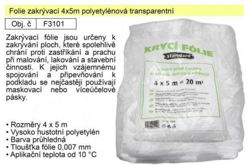 Folie zakrývací 4x5m polyetylénová transparentní