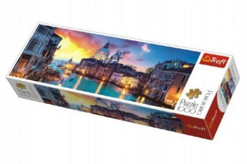 Puzzle Kanál Grande, Benátky panorama 1000 dílků 97x34cm v krabici 40x13x7cm
