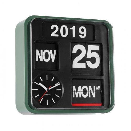 KARLSSON Nástěnné hodiny Mini Flip – zelené