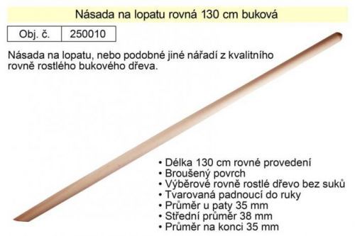 Násada na lopatu rovná 130 cm buková