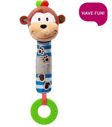 Baby ONO Plyšová hračka s pískátkem a kousátkem Opička George