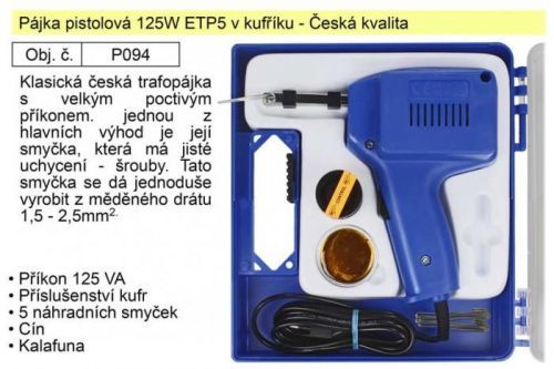 Pájka pistolová 125W ETP5 v kufříku - Česká kvalita